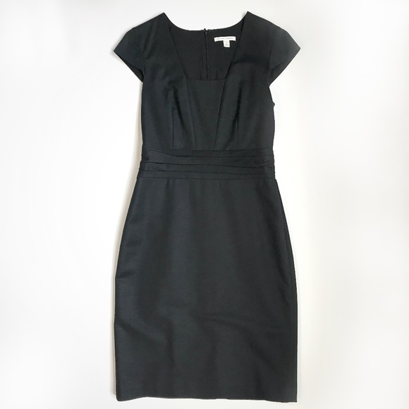 Black Cap Sleeve V-Neck Wear-to-Work Sheath Dress - Picture 1 of 5